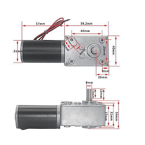 YWBL-WH DC 12V Gear Motor High Torsion Speed Reduce Electric Motor Reversible Gear Motor 8mm Shaft (12V 200RPM), Geared Motor - size: 12V 200RPM
