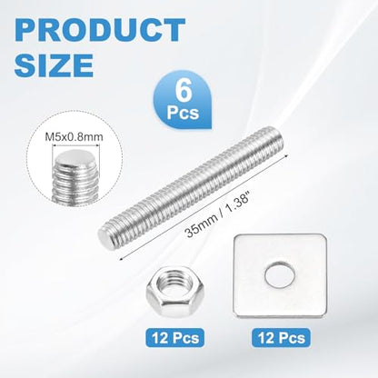 MECCANIXITY 6Set M5x35mm Fully Threaded Rod Threaded Rods Bar Studs - size: M5x35mm