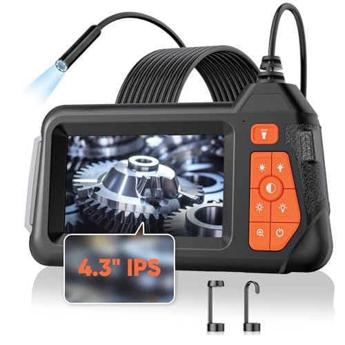 32.8FT Flexible Borescope Camera- 4.3" 1080P HD, IP67 Waterproof Industrial Endoscope Camera for Sewer/Automotive Pipe/Wall Inspection,1pack