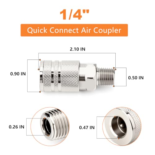 GASHER 2PCS 1/4" MNPT x Flow Quick Connect Air Coupler - size: 1/4" MNPT - 1/4Flow
