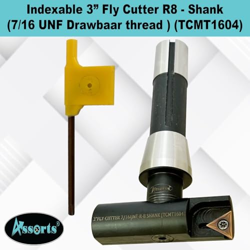 3" Indexable Fly Cutter with R8 Shank (7/16"-20 UNF Drawbar Thread) – TCMT 1604 Carbide Insert Compatible – Precision Surface Facing Milling Tool - size: 3" Fly Cutter R8 (7/16 UNF)