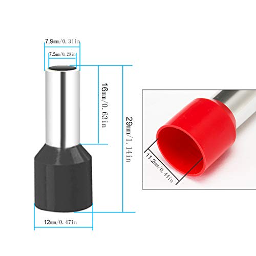 70PCS 4 Gauge Ferrule Connectors - Insulated End Terminals for Car Amplifier Power-Cable Terminals Clean Install and Better Connection (Black+Red) - color: 4 Gauge Ferrule Connectors Black+Red(70PCS)