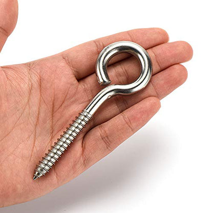 HOME MASTER HARDWARE Stainless Steel Eye Hooks, 10 Pack, Heavy Duty, Rust Resistant, 4.25 Inch, Indoor Outdoor Use - size: 5/16 in x 4-1/4 in