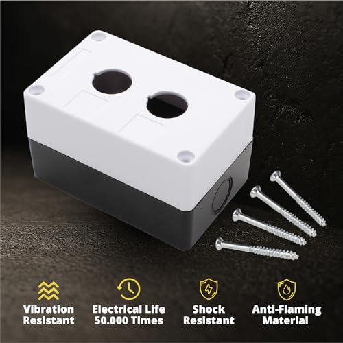 Push Button Switch Control Station Box 22mm Single Push Button Hole Dustproof and Waterproof 1NO or 1NC Abs Material/JL-BX1 Model - 10 Pack - size: 10 Pack, style: Double Push Button Hole JL-BX2