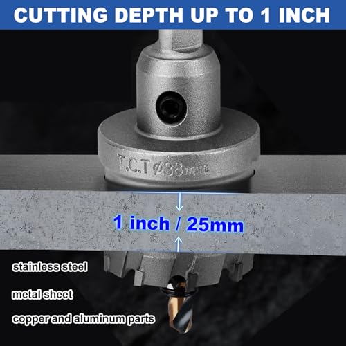 1-1/2" (38mm) Tungsten Carbide Tip Hole Saw,Hole Saw with M2 Pilot bits - size: 1-1/2" (38mm)