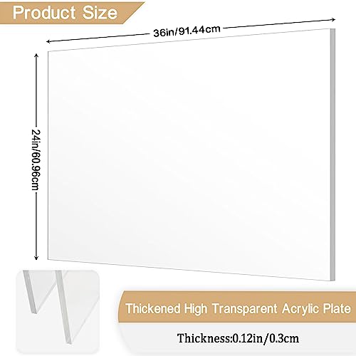 2 Pieces 1/8" Thick (3mm) Acrylic Sheets, Plexiglass Sheets, Clear Cast Plexiglass 24”x 36” with Protective Paper for Signs DIY Display Projects,Craft,Photo Frames - size: 2 piece 24'' * 36'' 3mm