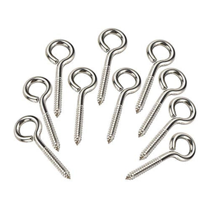 HOME MASTER HARDWARE Stainless Steel Eye Hooks, 10 Pack, Heavy Duty, Rust Resistant, 4.25 Inch, Indoor Outdoor Use - size: 5/16 in x 4-1/4 in