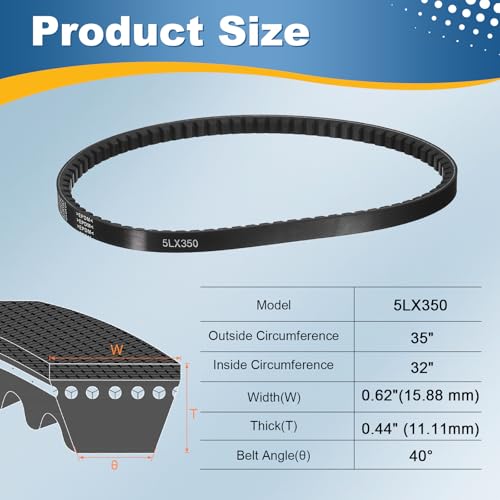 uxcell 5L350 Rubber V-Belt 35" Outer Circ 0.62" Width 0.44" Thickness - size: 5LX350