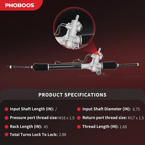 PHOBOOS Hydraulic Power Steering Rack and Pinion Assembly Compatible with Toyota RAV4 2001-2003 L4 2.0L/ELECTRIC, New Unit, Leak Resistance, Direct Fit, Ref.26-2612 - size: 26-2612