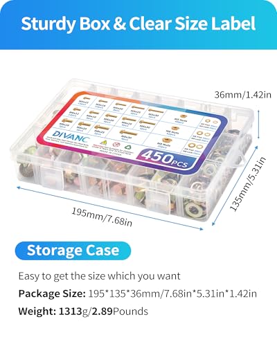 450PCS Metric Grade 8.8 Flange Bolts and Nuts Assortment Kit, M5 M6 M8 Hex Cap Flange Hex Bolts Flange Nuts Assorted Set, Yellow Zinc Plated, Length from 12-30mm (450Pcs M5 M6 M8) - size: M5/M6/M8 Yellow