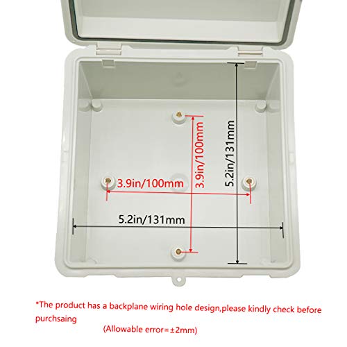 Zulkit Junction Box ABS Plastic Dustproof Waterproof IP65 Electrical Boxes Hinged Shell Outdoor Universal Project Enclosure with 2 Cable Glands 5.9 x 5.9 x 3.5 inch (150x150x90 mm) - size: 5.9" x 5.9" x 3.5"