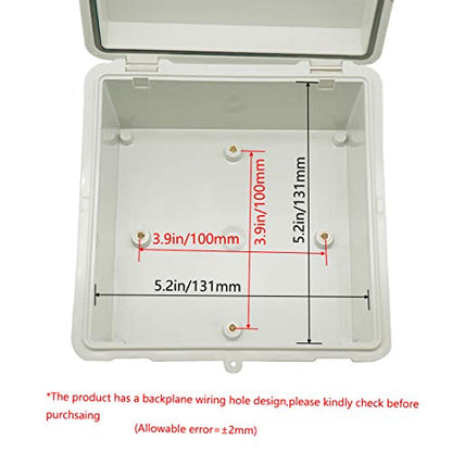 Zulkit Junction Box ABS Plastic Dustproof Waterproof IP65 Electrical Boxes Hinged Shell Outdoor Universal Project Enclosure with 2 Cable Glands 5.9 x 5.9 x 3.5 inch (150x150x90 mm) - size: 5.9" x 5.9" x 3.5"