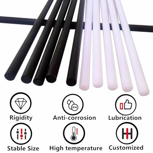 2-Pack Acetal Copolymer Round Rods (POM-C) 2" Diameter – High-Strength Engineering Plastic Rod 10 Inch Length,Perfect for Non-Marring Fixture, Opaque White/Black - color: White, size: 2" Diameter, 9.8" Length