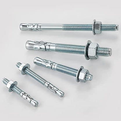 Wensilon 5/8x4-1/2 10Pcs Inch Standard Fasteners for Heavy-Duty Zinc Wedge Anchors for Cement and Concrete - size: 5/8x4-1/2"