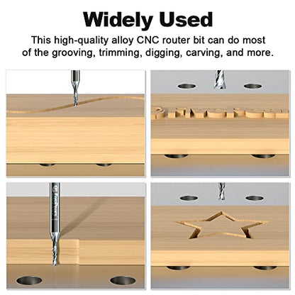 FivePears Up Cut Spiral Router Bit for CNC, 1/8 inch Cutting Diameter and 1/2 inch Cutting Length 1/4 inch Shank Carbide End Mill Router Bit for Wood Carving Engraving Grinding Grooving - size: 1/8" Dia - 1/2" CL - 1/4" Shank, style: Up Cut
