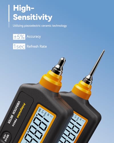 PM63A Vibration Meter Handheld, High-Precision Digital Vibration Tester, 20-Hour Continuous Runtime for Predictive Maintenance & Motor Analysis