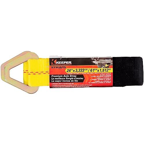 Keeper – 2” x 24” Premium Axle Tie Down Strap with D Rings - 3,333 lbs. Working Load Limit and 10,000 lbs. Break Strength,One Color - size: 24 Inch x 2 Inch