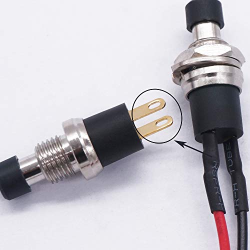 Twidec/4Pcs Latching Push Button Switch 3A 250V AC 2 Pins Self-Locking SPST ON/Off Black Mini Switch Pre-soldered Wires L-PBS-110-XBK - color: Black-7mm, size: Latching