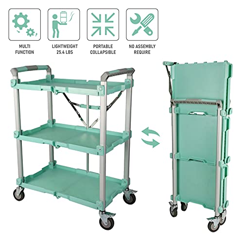 Olympia Tools 89-353 Pack N Roll Collapsible Service Cart, XL, 300LB Capacity, Teal - color: Teal, size: 300LB