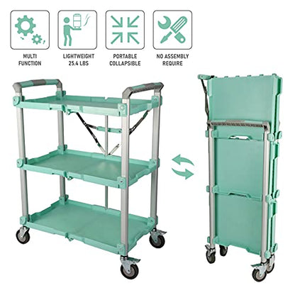 Olympia Tools 89-353 Pack N Roll Collapsible Service Cart, XL, 300LB Capacity, Teal - color: Teal, size: 300LB