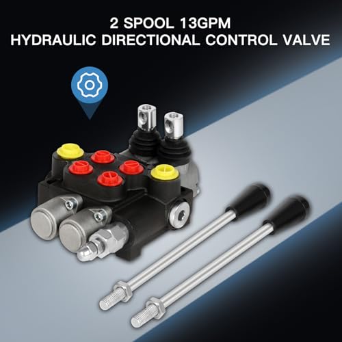 Hydraulic Flow Control Valve 2 Spool 13 GPM G Ports Hydraulic Directional Control Valves Adjustable Relief Double Acting Parallel Center Tractor Loader W/Small Tractors/Tanks Loaders Log Splitters - size: 2 Spool 13 GPM