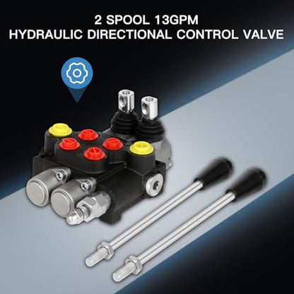 Hydraulic Flow Control Valve 2 Spool 13 GPM G Ports Hydraulic Directional Control Valves Adjustable Relief Double Acting Parallel Center Tractor Loader W/Small Tractors/Tanks Loaders Log Splitters - size: 2 Spool 13 GPM