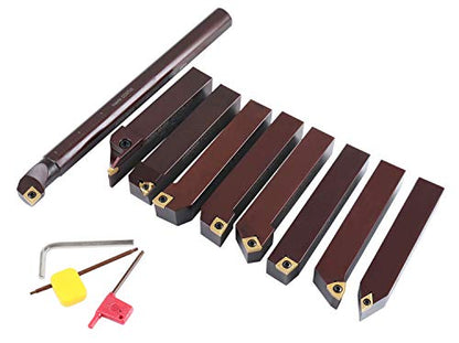 Accusize Industrial Tools 1" 9 Pieces/Set, Indexable Carbide Turning Tools and Boring Bar, 2988-0001 - style: For Cutting Steel