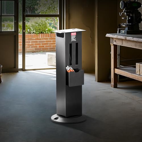 VEVOR Bench Grinder Stand, Heavy-Duty Bench Grinder and Vise Floor Pedestal with 11" x 6.7" Mounting Plate, Grinding Wheel Storage Compartments & Cast Iron Base, Compatible with Most Bench Grinders