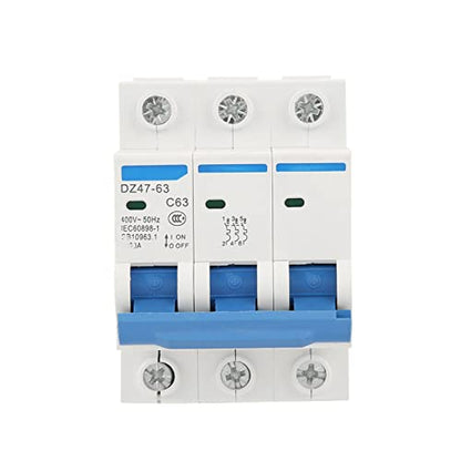3 Pole Miniature Circuit Breaker, RCCB AC 220/380V 63A DIN Rail Mounting Current Circuit Breaker