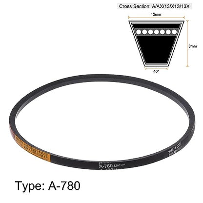 HARFINGTON A-780 V-Belts Drive Belt 780mm Inner 13mm Width 8mm Thickness Girth Rubber for Power Transmission - size: 780mm