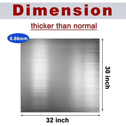 Reversible Stainless Steel Backsplash Behind Stove Metal BackSplash Panel Stainless Steel Cooking Backsplash Wall Panel for Kitchen Cooking Panel Pre Drilled Holes Matching Screws (32 x 30 Inch) - size: 31.9"L x 29.9"W