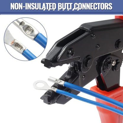 460PCS Non Insulated Butt Connectors Kit, Sopoby Butt Splice Connectors, 24-8 Gauge Uninsulated Wire Connectors of Tinned Red Copper, Electrical Crimp Terminals