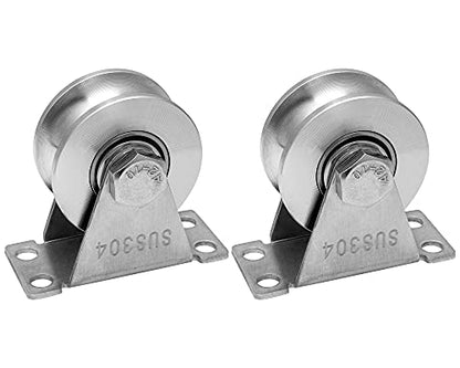 Cable Pulley Wheel Stainless Steel, Duplex Bearings, Rope Pulley for Pulley System, Gym Equipment, Sliding Gate, 2 Pack - size: 48mm_2 PCS