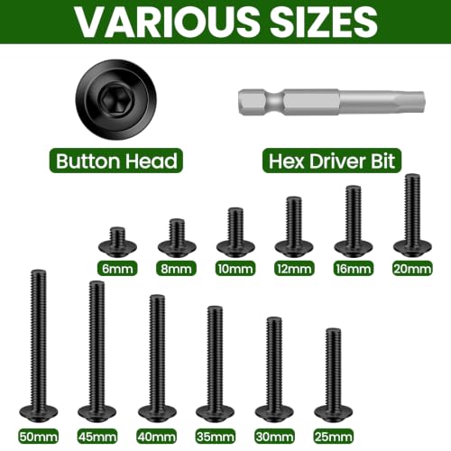 Mellewell M6-1.0 x 8mm Flanged Button Head Socket Cap Screw Bolts, Allen Socket Drive, Stainless Steel 304, Black Finish, Quantity 25 - color: Black, size: M6-1.0 x 8mm