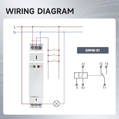 Electronic Impulse Latching Relay, GRM8-01 16A Memory Impulse Relay Wide Range Voltage AC DC 12V to 240V Pulse Relays Din Rail Mounted - style: GRM8-01AC/DC12V~240V