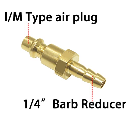 Industrial Type D Air Plug 1/4”Coupling x 1/4” Hose ID Barb Reducer Fitting for air compressor (Pack of 5) - size: 1/4"barb-plug(5Pcs)