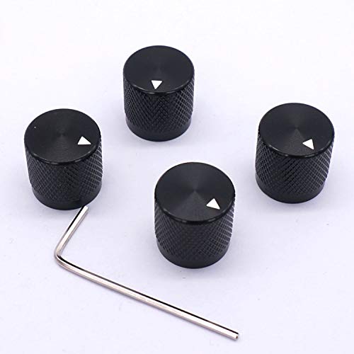 Taiss 4pcs Black Aluminum Rotary Electronic Control Potentiometer Knob for 6 mm Diameter Shaft, Volume Control, Audio, Guitar, Switch, 17mm x 17mm - color: Black