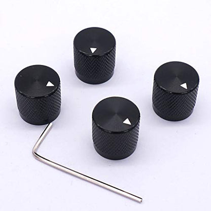 Taiss 4pcs Black Aluminum Rotary Electronic Control Potentiometer Knob for 6 mm Diameter Shaft, Volume Control, Audio, Guitar, Switch, 17mm x 17mm - color: Black