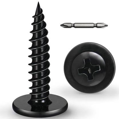 #8 x 1 Inch Wood Screws Phillips Modified Truss Head Stainelss Steel 410 Self Tapping Metal Screws,Black Zinc Plated(3Ib,550Pcs) - color: Black 3lb Box, size: 8 x 1"