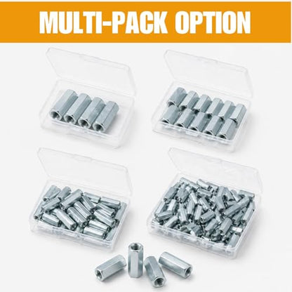 5/16-18 Hex Coupling Nut, Pack of 12 Zinc-Plated Carbon Steel Rod Coupler Extension Joiner - color: Silver, size: 5/16-18 x 1-1/4"