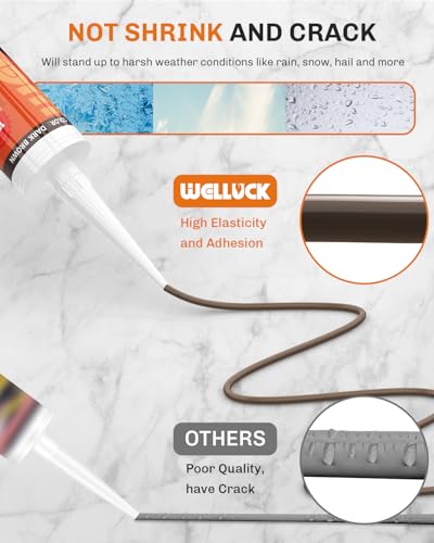 WELLUCK Dark Brown/Espresso Silicone Caulk, 100% Waterproof Caulking Silicone Sealant Flexible Adhesive, Matches Walnut, Mahogany, Jacobean, Dark Stained Oak, and Other Dark Wood finishes - color: Dark brown, size: 1 Pack