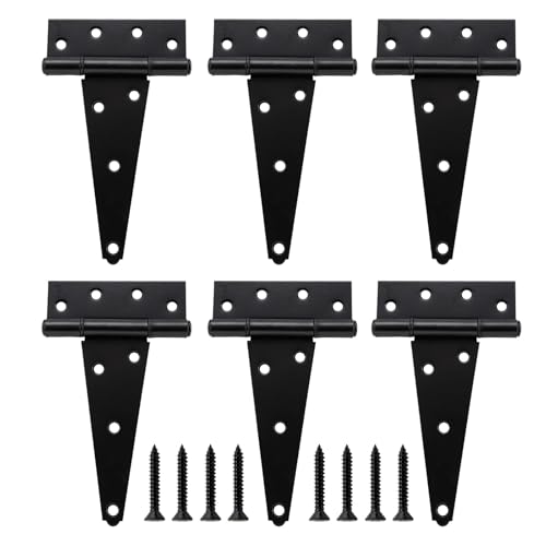 HOME MASTER HARDWARE 8" Heavy Duty Gate Hinges, 6 Pack T Strap Hinges - size: 8 in-6 Pack