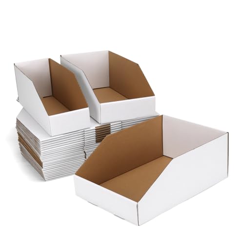ZBEIVAN Cardboard Storage Bins Boxes 30 Packs, Easy Assembly Pantry Organizer Bins for Shelf, White (12x4x4.5, 12x6x4.5, 12x8x4.5 Inches) - color: White, size: Mixed size