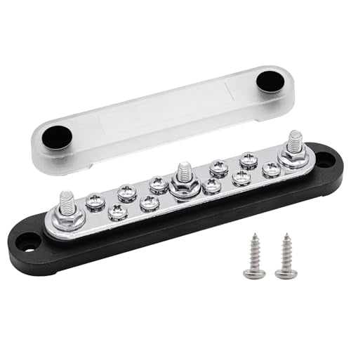 Ampper 3 x M6 Post Power Distribution Block BusBar 10 M4 Screws, 5.9" Black - color: Black, size: 3M6+10M4
