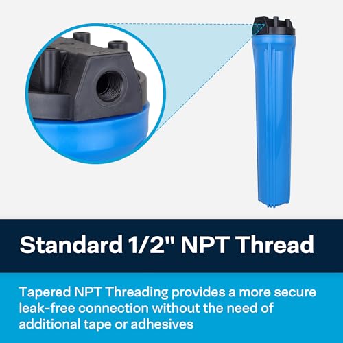 SpiroPure 20x2.5 Water Filter Housing Slim, 20 inch Standard, 1/2" NPT - size: 20" x 2.5", 1/2" NPT
