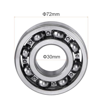 uxcell 6306 Deep Groove Ball Bearings 30x72x19mm Chrome Steel, Open Type - size: 30x72x19mm