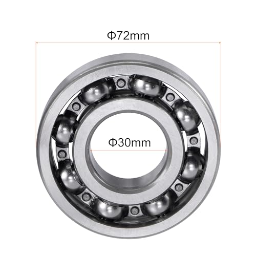 uxcell 6306 Deep Groove Ball Bearings 30x72x19mm Chrome Steel, Open Type - size: 30x72x19mm