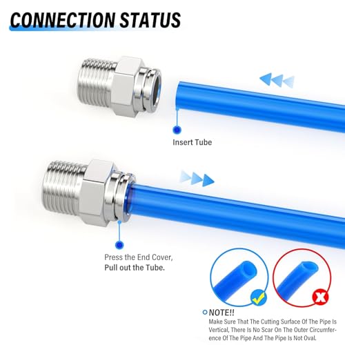 TAILONZ 304 Stainless Steel 6mm x 3/8" NPT Push to Connect Straight 2Pcs - size: 6mm OD 3/8''NPT