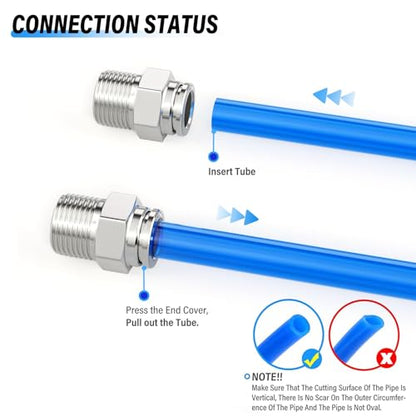 TAILONZ 304 Stainless Steel 1/4" x 3/8" NPT Push to Connect Straight 5Pcs - size: 1/4''OD 3/8''NPT