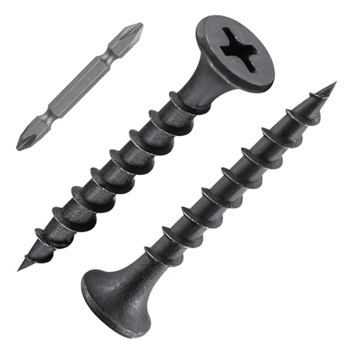 Wensilon (183 pcs)#6X1-1/2 Black Fastener Drywall Screws-Phillips with coarse Threaded tip, Black, Suitable for Drywall Slate, Wood, etc.(1 pounds) - color: Black, size: #6*1-1/2"